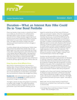 Duration—What an Interest Rate Hike Could Do to Your Bond Portfolio