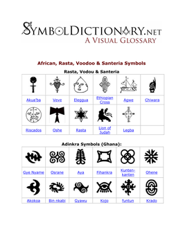 African, Rasta, Voodoo & Santeria Symbols