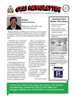 OLLI at USM Newsletter January 2013