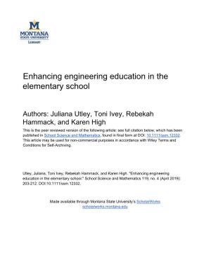 Enhancing Engineering Education in the Elementary School (PDF)