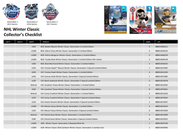 NHL Winter Classic Collector's Checklist