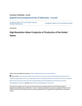 High-Resolution Water Footprints of Production of the United States