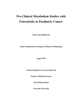 Pre-Clinical Metabolism Studies with Fenretinide in Paediatric Cancer