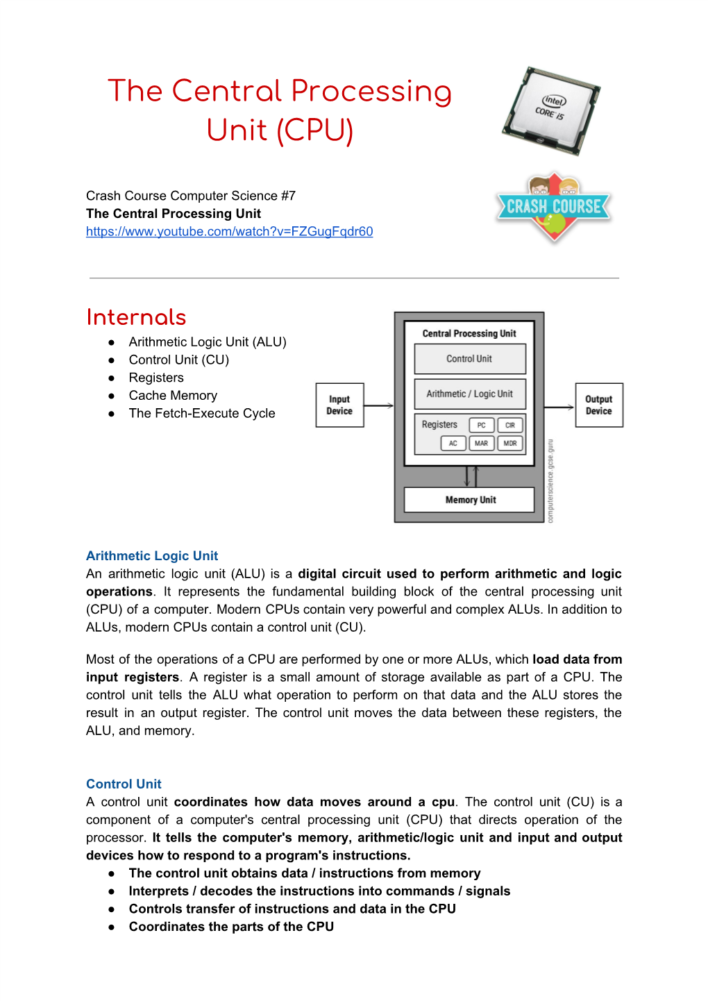 The Central Processing Unit (CPU)