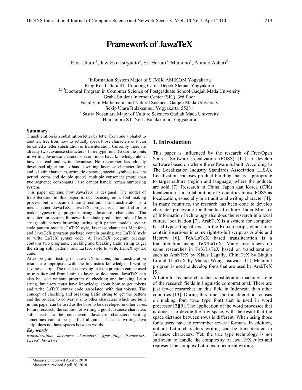 Framework of Jawatex