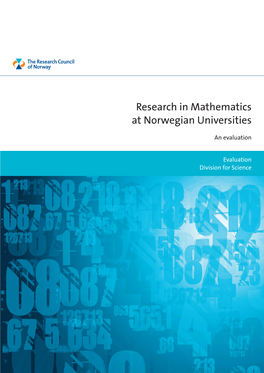 Research in Mathematics at Norwegian Universities