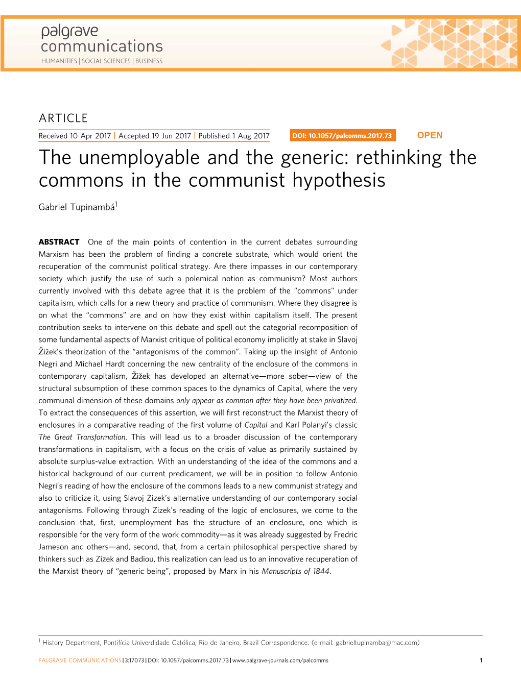 Rethinking the Commons in the Communist Hypothesis