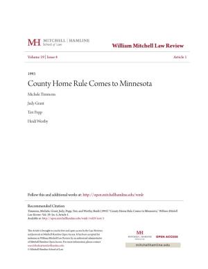County Home Rule Comes to Minnesota Michele Timmons
