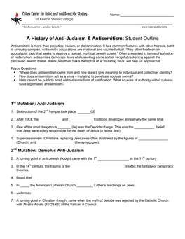 The Holocaust: Student Outline