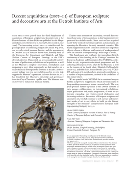 Of European Sculpture and Decorative Arts at the Detroit Institute of Arts