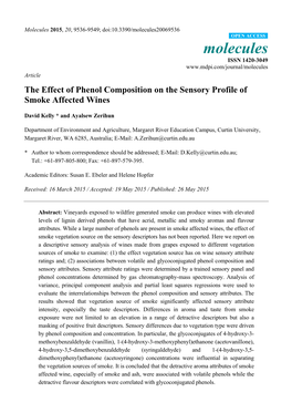 The Effect of Phenol Composition on the Sensory Profile of Smoke Affected Wines