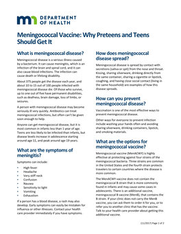 Meningococcal Vaccine: Why Preteens and Teens Should Get It