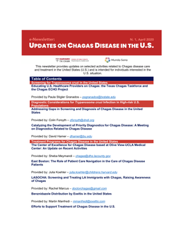 Table of Contents Screening for Trypanosoma Cruzi in the United States Educating U.S
