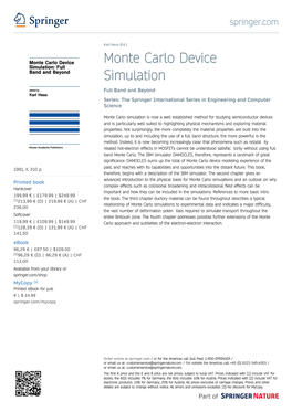 Monte Carlo Device Simulation Full Band and Beyond Series: the Springer International Series in Engineering and Computer Science