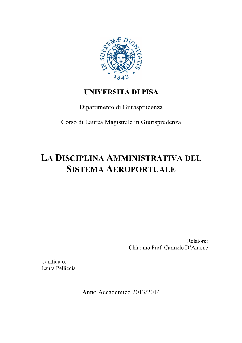 La Disciplina Amministrativa Del Sistema Aeroportuale