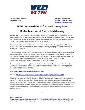 WEEI Launched the 12 Annual Jimmy Fund Radio