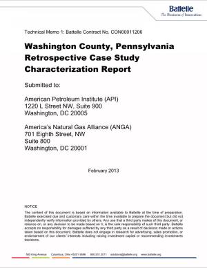 Washington County, Pennsylvania Retrospective Case Study Characterization Report