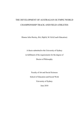 The Development of Australian Olympic/World Championship Track