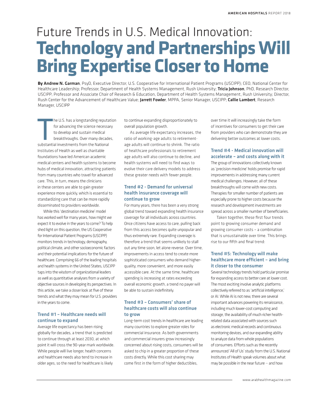 Technology and Partnerships Will Bring Expertise Closer to Home by Andrew N