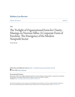 The Twilight of Organizational Form for Charity: Musings on Norma