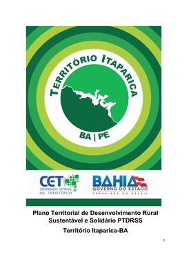 Plano Territorial De Desenvolvimento Rural Sustentável E Solidário PTDRSS Território Itaparica-BA