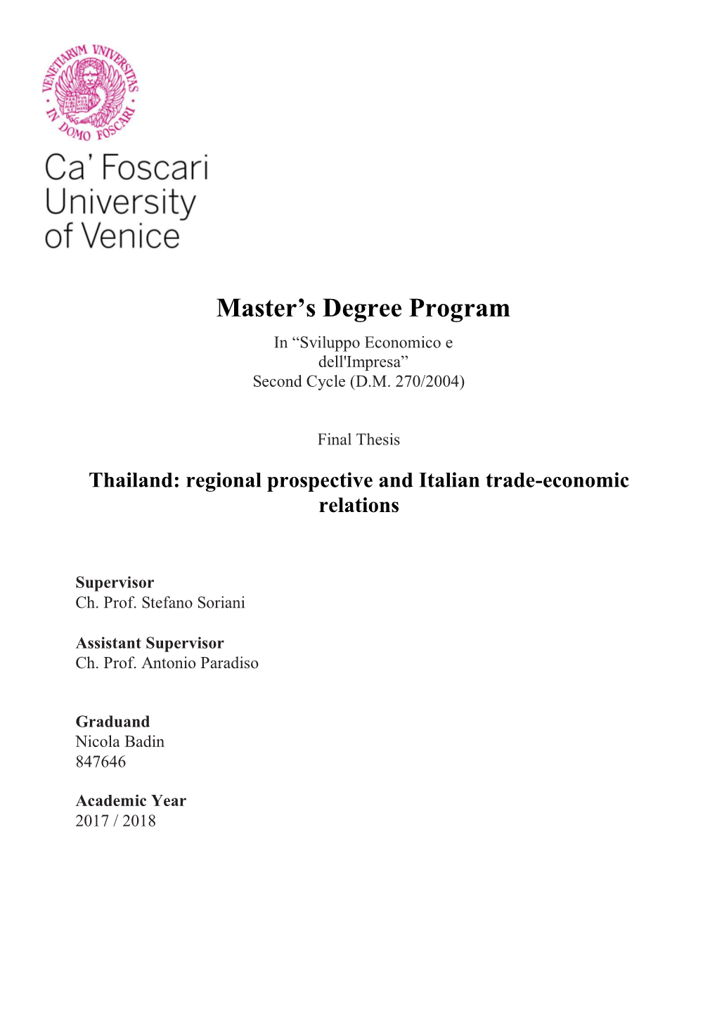 Master's Degree Program