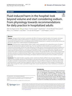 Fluid-Induced Harm in the Hospital: Look Beyond Volume and Start Considering Sodium. from Physiology Towards Recommendations