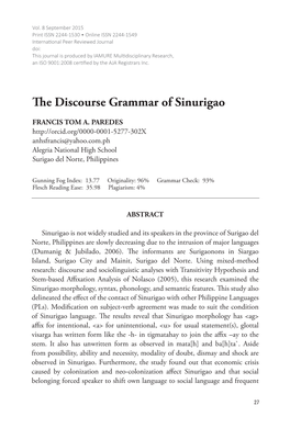 The Discourse Grammar of Sinurigao