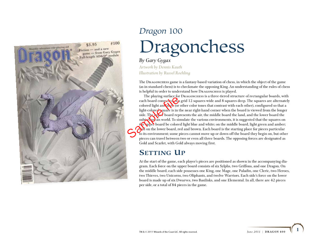 Dragonchess by Gary Gygax Artwork by Dennis Kauth Illustration by Russel Roehling