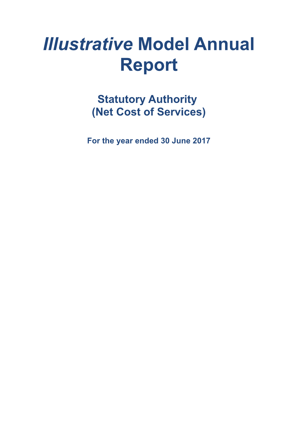 Model Annual Report for Net Cost of Services