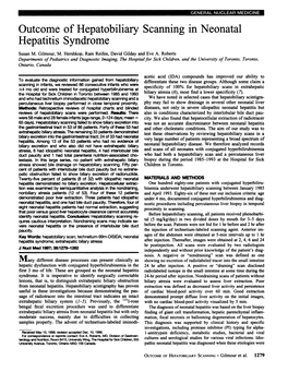 Outcome of Hepatobiliary Scanning in Neonatal Hepatitis Syndrome