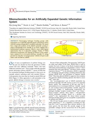 Ribonucleosides for an Artificially Expanded Genetic Information