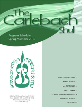 Program Schedule Spring/Summer 2016
