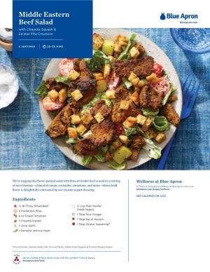 Middle Eastern Beef Salad Blueapron.Com with Chayote Squash & Za’Atar Pita Croutons