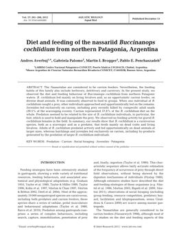 Diet and Feeding of the Nassariid Buccinanops Cochlidium from Northern Patagonia, Argentina