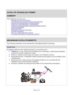 Satellite Technology Primer Summary Broadband