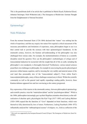 Epistemology1 Niels Wildschut