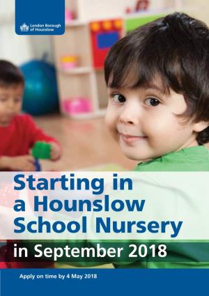 Starting in a Hounslow School Nursery in September 2018