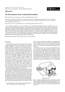 Minireview the Determinants of the Actinorhizal Symbiosis