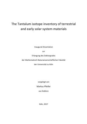 The Tantalum Isotope Inventory of Terrestrial and Early Solar System Materials