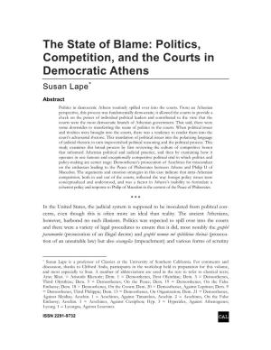 Politics, Competition, and the Courts in Democratic Athens Susan Lape*
