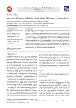 Review Article Accuracy of MRI Sequences in Detecting Multiple