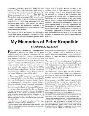 My Memories of Peter Kropotkin by Nikolai A