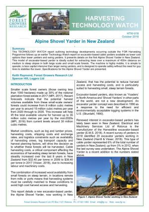Alpine Shovel Yarder in New Zealand
