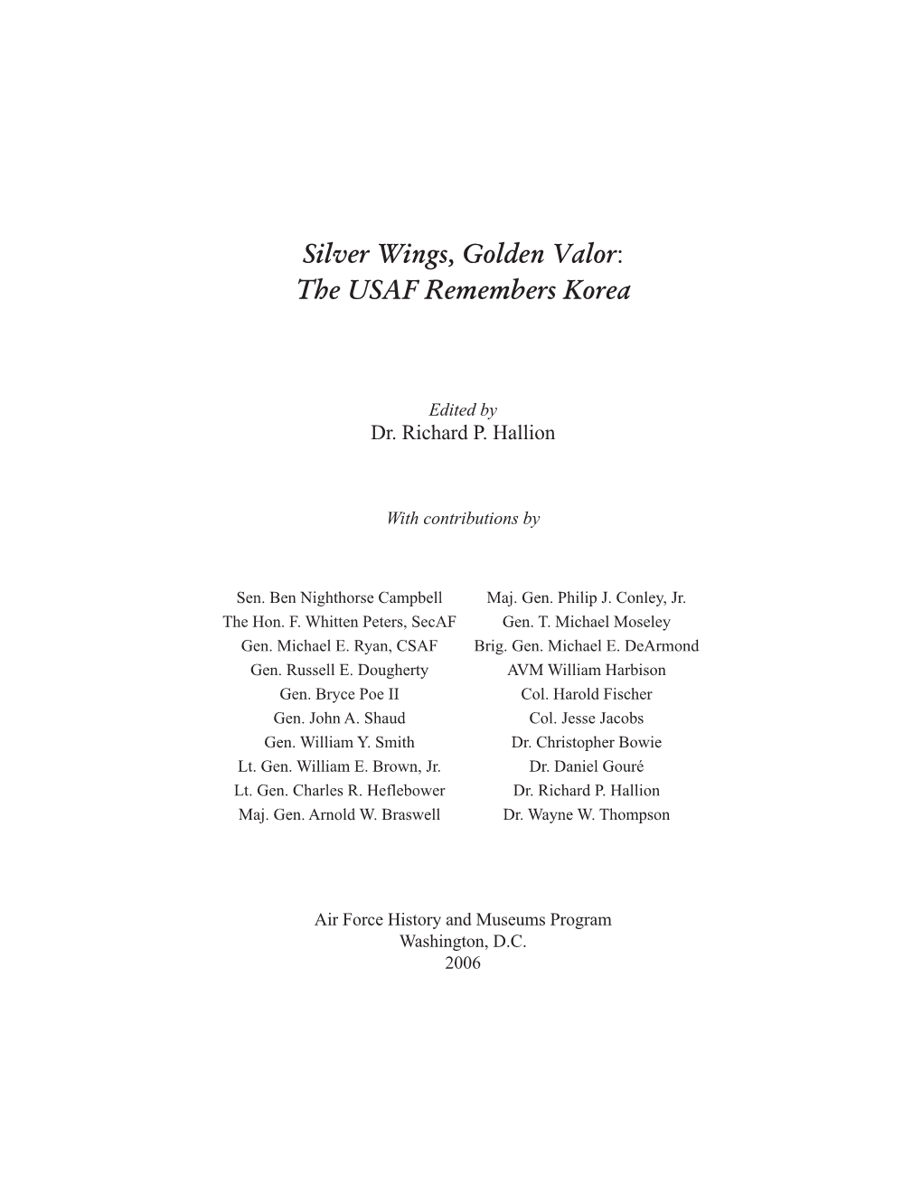 Silver Wings, Golden Valor: the USAF Remembers Korea