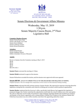 Senate Elections & Government Affairs Minutes Wednesday, May 15