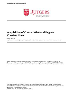 Acquisition of Comparative and Degree Constructions