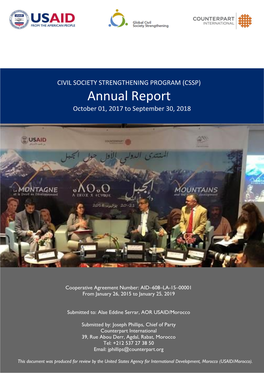 Annual Report October 01, 2017 to September 30, 2018