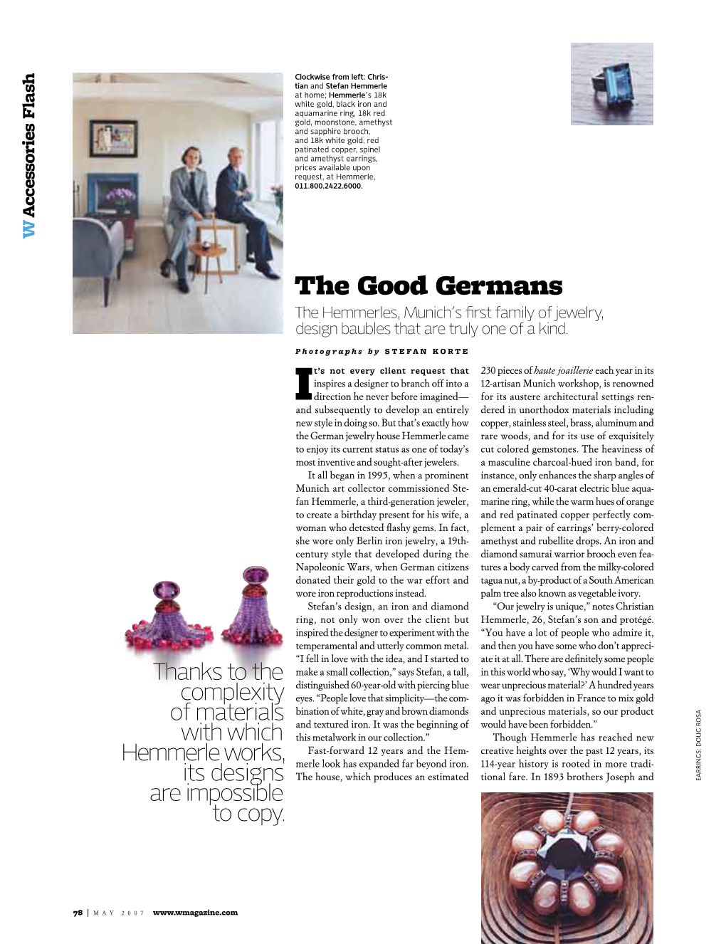 The Good Germans the Hemmerles, Munich’S First Family of Jewelry, Design Baubles That Are Truly One of a Kind