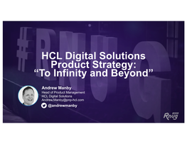 HCL Digital Solutions Product Strategy: “To Infinity and Beyond”